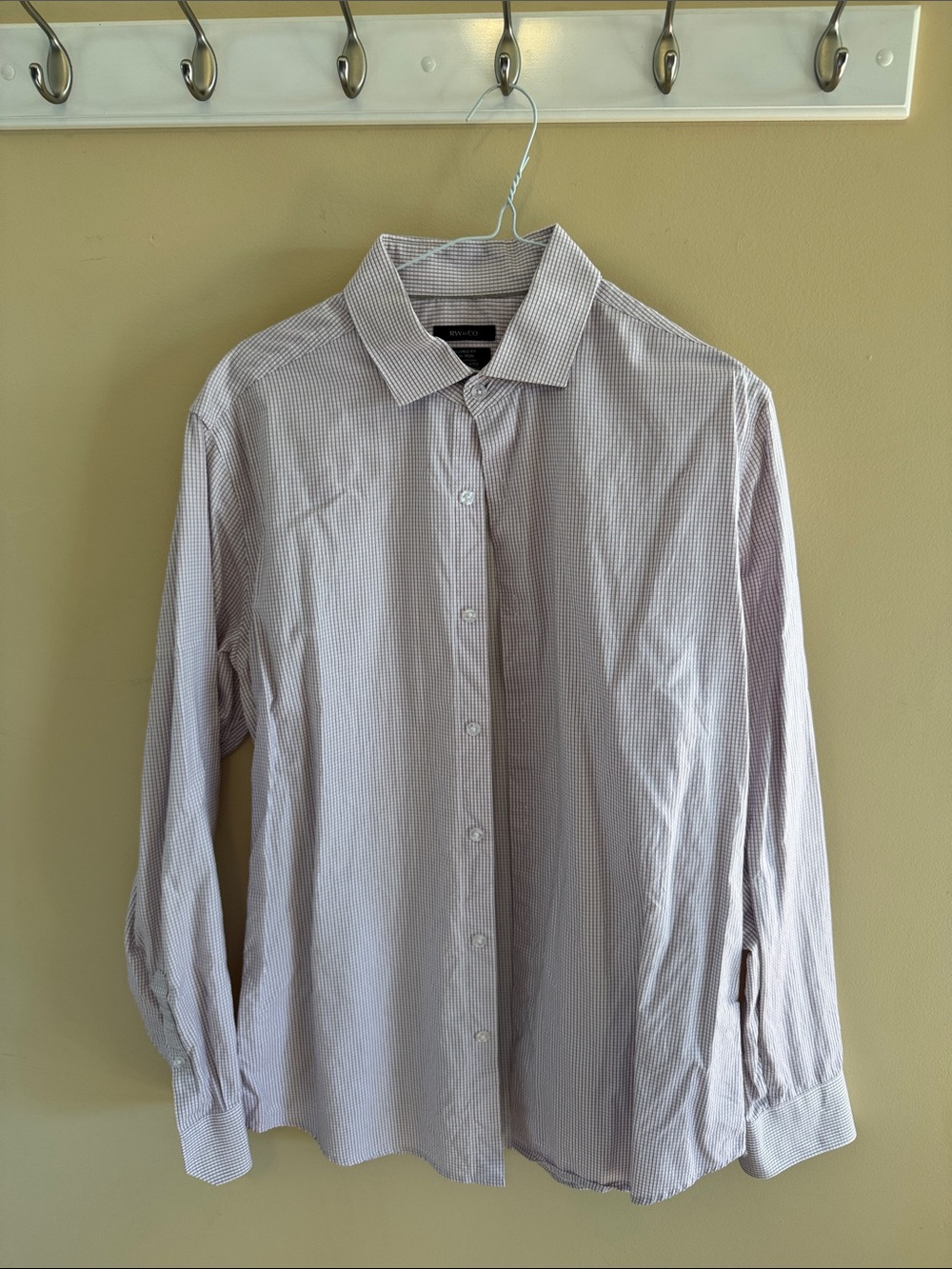 RW&CO. Men's Long-Sleeve Dress Shirt - Light Pink Micro-Check